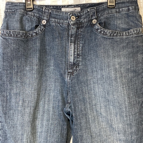 Chico’s blue denim pedal pushers/capri jeans, Chico’s size 3/Large - Picture 2 of 14
